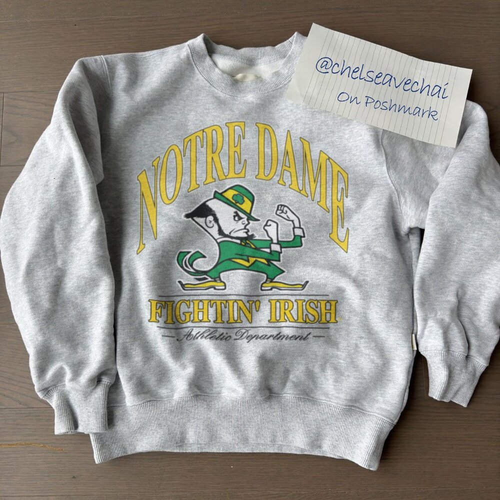 Vintage 90s University of Notre Dame Fighting Irish Sweatshirt, Notre Dame Shirt
